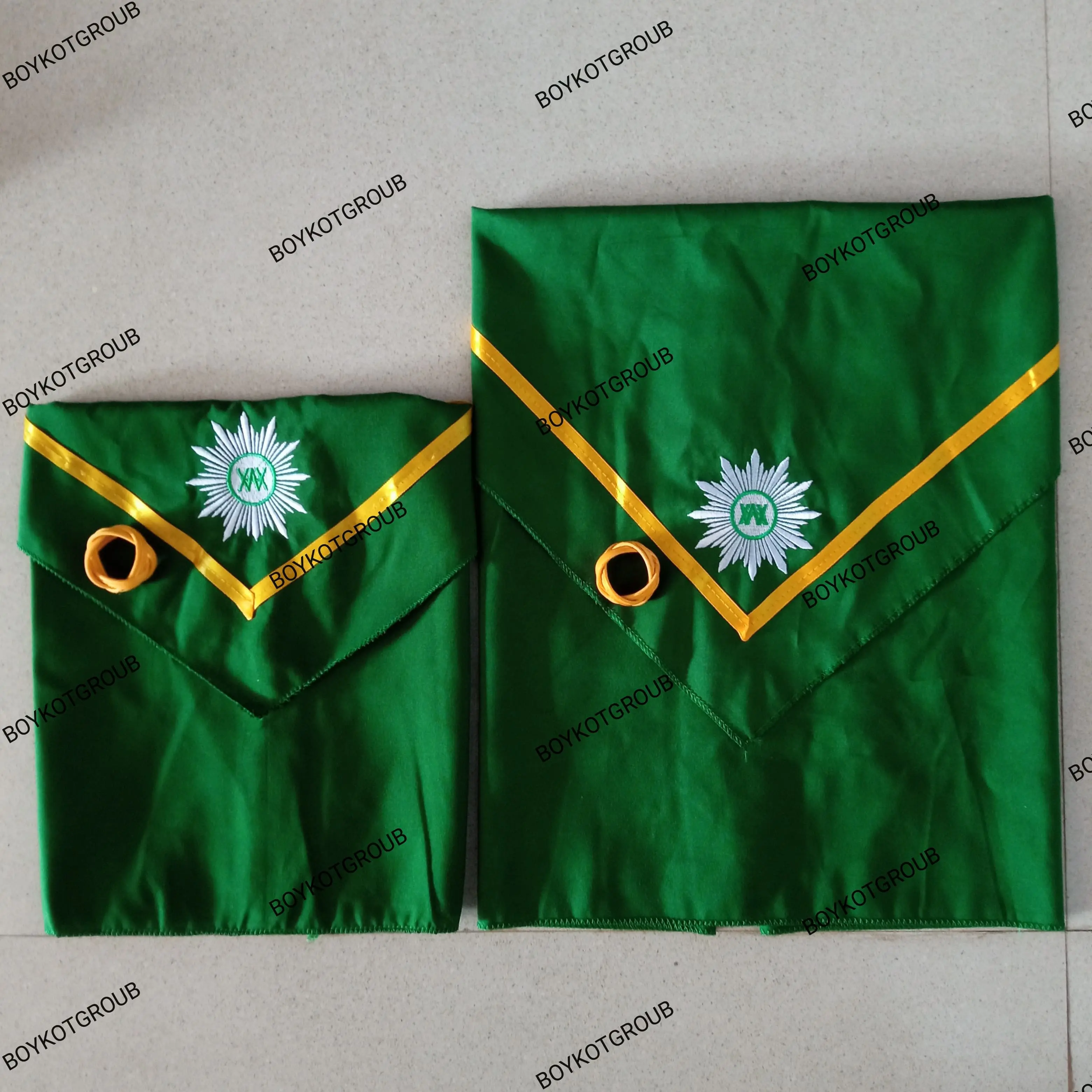 Hasduk HW Pita Kuning Bordir / Sablon + ring rotan