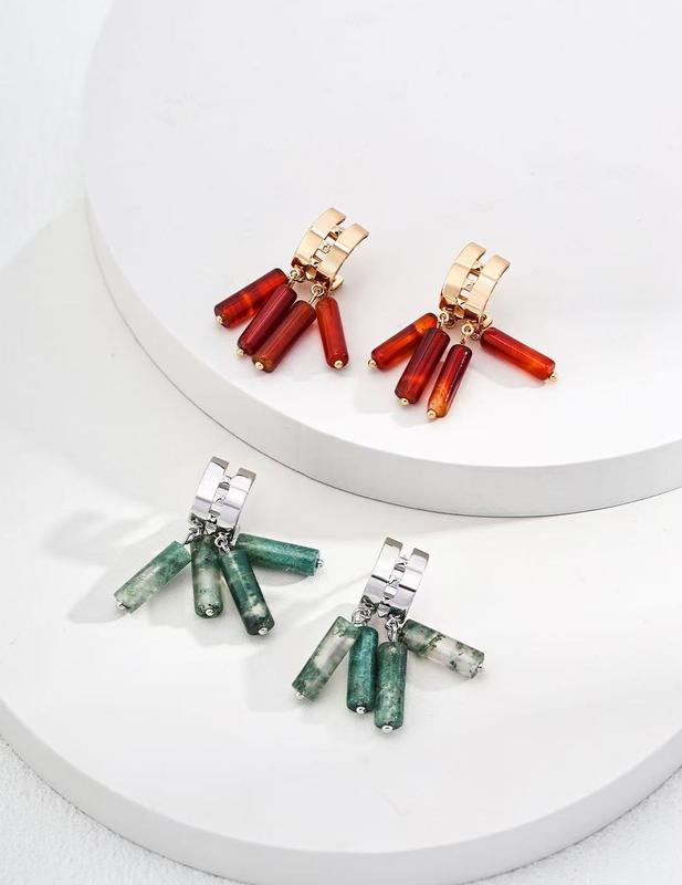 Dear Dust | Amber Glass Drop Earrings with Gold Hoops 5