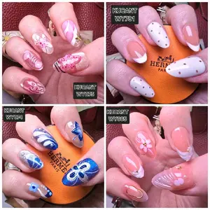 KODE WY - Kuku Cantik 10pcs Kuku Palsu free lem jelly Fake Nails Kuku Palsu imitasi Nail Art Fashion Decoration Fashion Acylic Nail art 3D modis lucu cute murah import press on nails wedding tahan lama