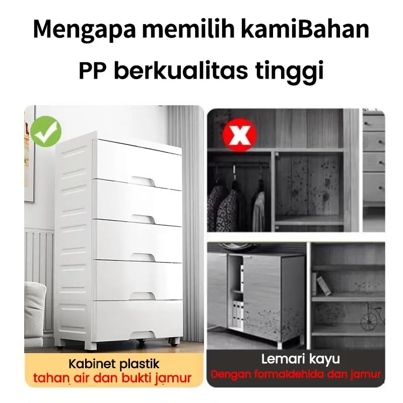 【7 Tingkat】Sakula Lemari Plastik Jumbo 7 Tingkat dengan Roda dan Garansi Lima Tahun - Furniture, Laci 1