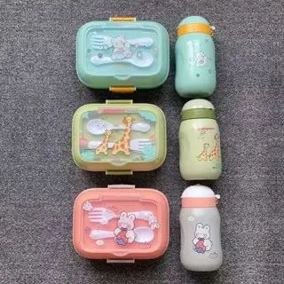 LUNCH BOX SANRIO KOTAK MAKAN PLUS BOTOL / TEMPAT BEKAL ANAK PAUD / TK Bento Kitchenware Set 5
