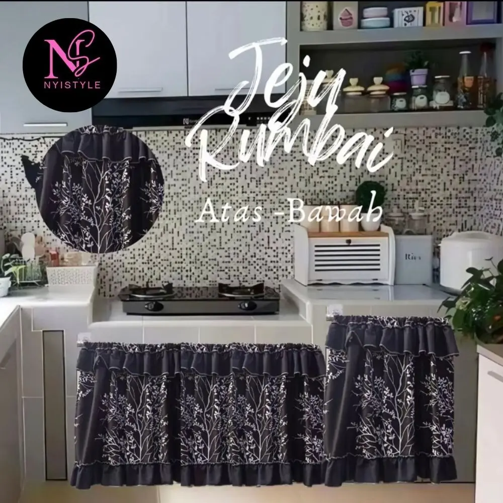 Gorden Kolong Dapur/Gorden Kolong Dapur Korean Series /Gorden  Kolong Dapur Premium Jeju rumbai atas-bawah.