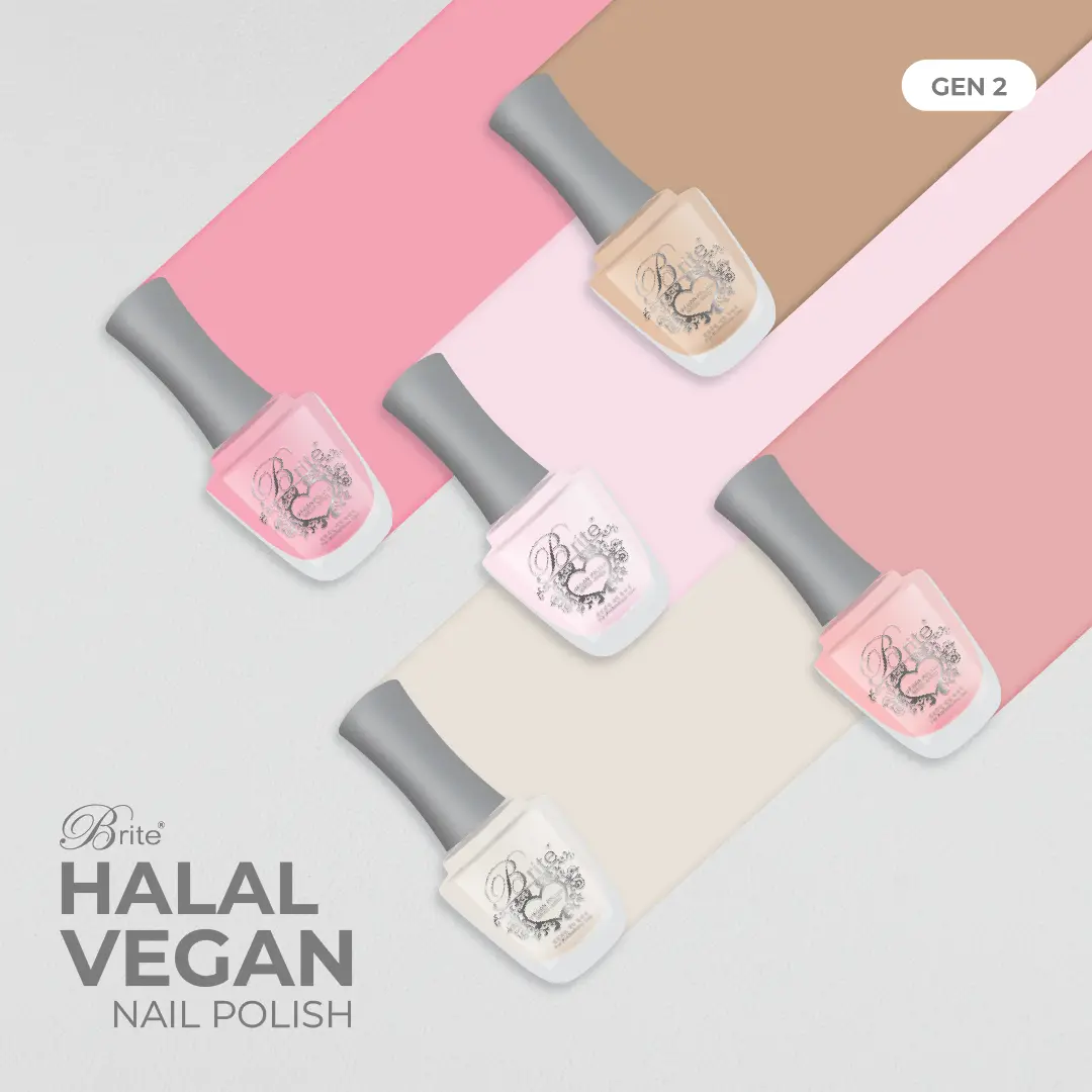 Brite Halal Vegan Nail Polish - Pinks & Nudes (Breathable, Wudhu Friendly)