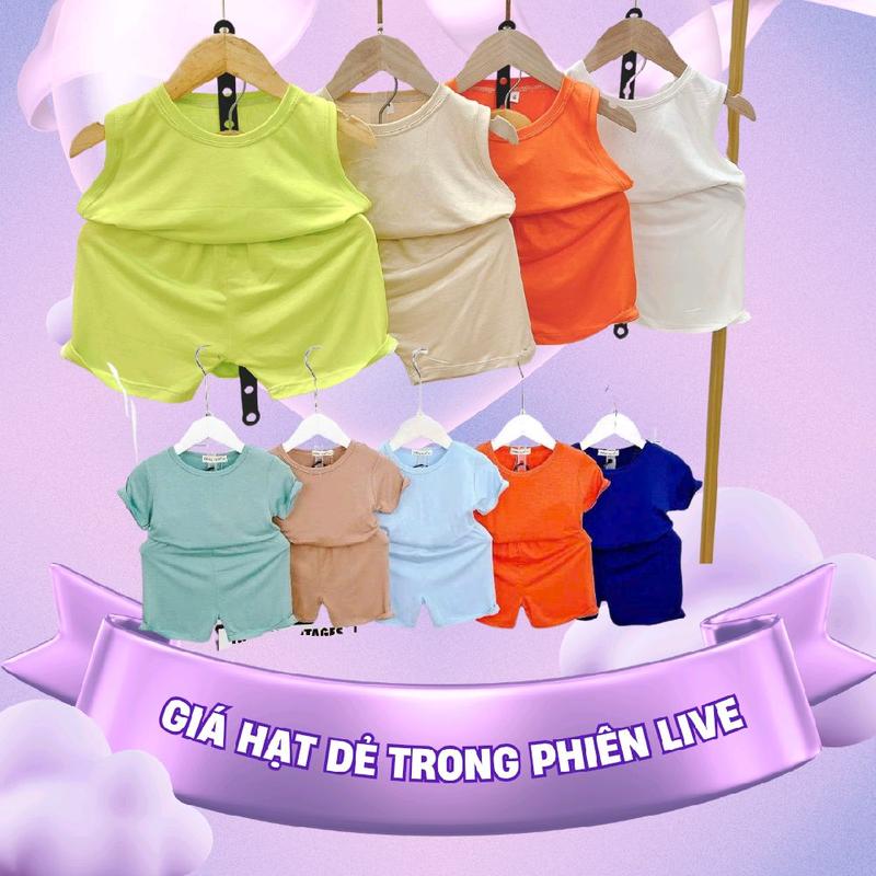 (SP1) (Chỉ Dành Cho Live) Combo 4 Bộ Thun Lạnh Màu Trơn Ngẫu Nhiên ( Cộc Tay, Ba Lỗ ) Cho Bé Từ 7-16kg.