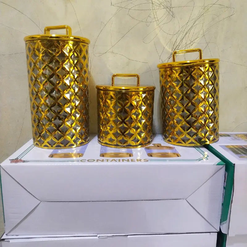 Toples Sultan Akrilik 3 pcs Gold Penyimpanan Plastik Emas 2
