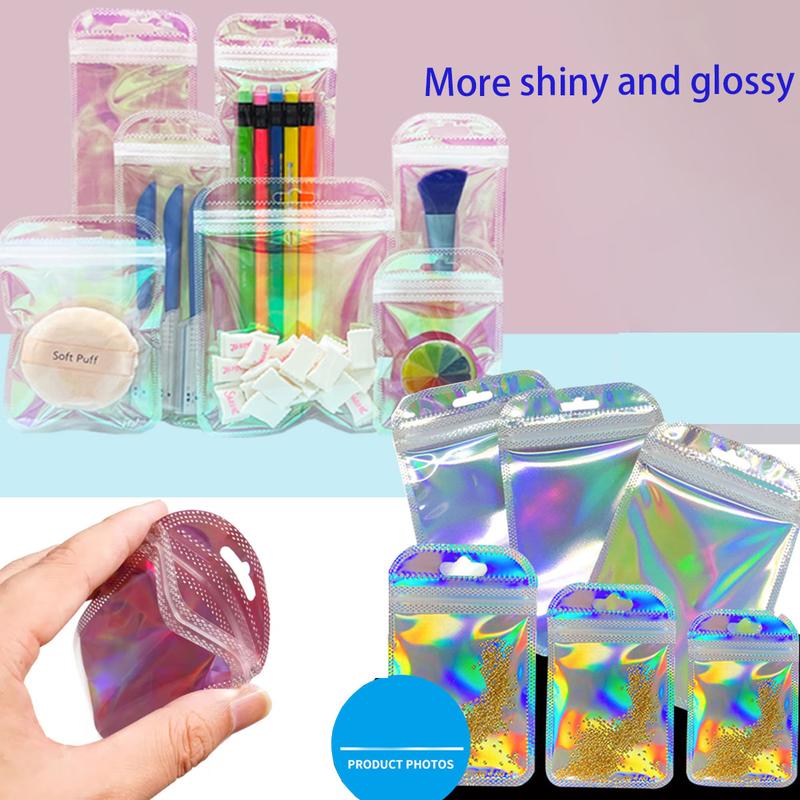 50 PC Resealable Zip-lock Bag Cosmetic Laser Packaging Bags Holographic ...