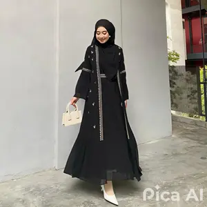 Safwa Abaya Dress Ceruty Babydoll Aplikasi Bordir Cantik Gamis Abaya Wanita Terbaru Gamis Kondangan Simple Mewah Elegan Gamis Putih Umroh Muslim Hitam Lebaran Syari Pesta Ceruti Dewasa Maxi Arab