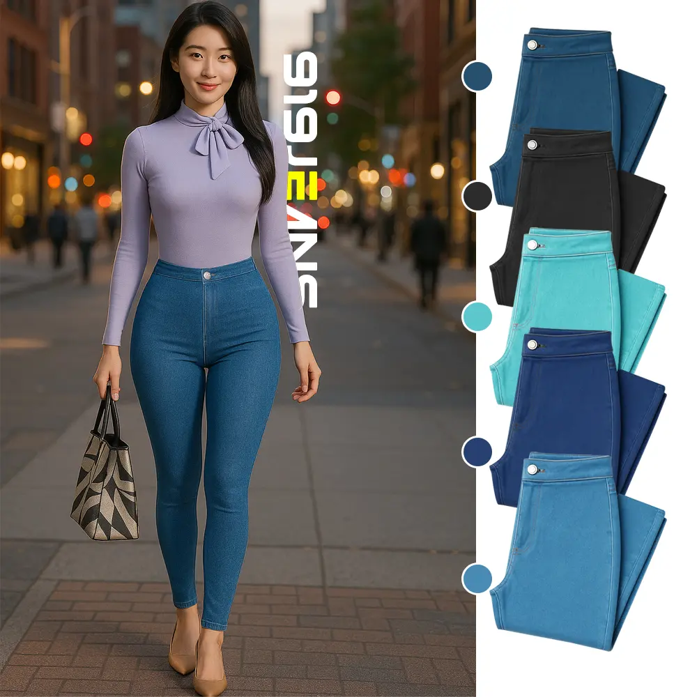 919 JEANS Highwaist Stretchable Korean Compfortable Casual Slim Fit Jeans Tight Hip Skinny Pants Fashion Womenswear Maong Denim Bottom Pants : Waist Size 25" t 40"
