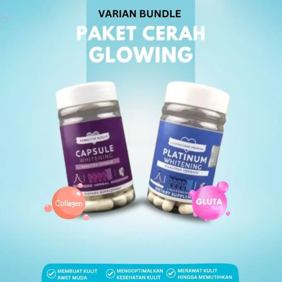 Paket Hemat Platinum Whitening & Kapsul whitening pemutih badan ampuh dipadukan dengan glumony capsul untuk mencerahkan dan Memutihkan kulit secara Efektif
