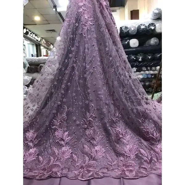 Kain bahan tile akar mutiara bordir atas bawah 135 motif rendam 7