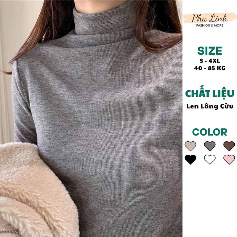 BigSize MS135 Áo giữ nhiệt cổ cao 3p dài tay chất liệu len lông cừu cao cấp ấm áp Top Nữ Women