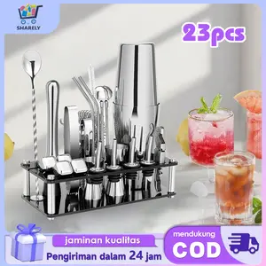 23pcs Cocktail Boston Shaker Set Shaker Minuman Cocktail Shaker Paket Shaker Bartender Stainless Steel Peralatan