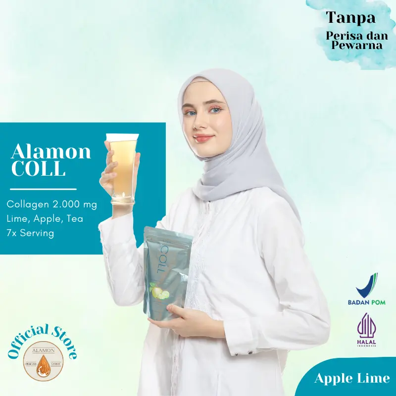 Alamon COLL - Collagen Drink 7x Serving - With Pure Extract Lime, Apple, Mix Berries, Greentea - BPOM and Halal 4