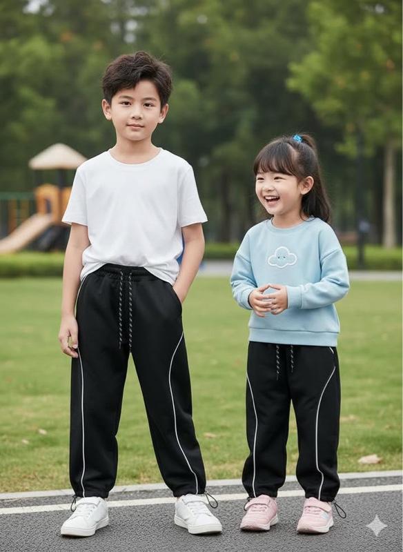 Celana Anak Skena Baggy Pants Terbaru Plat Menyala Laki-laki Perempuan Usia 4-15 Tahun Celana Strip Reflektif Menyala Bahan Fleece Unisex Fashion Kids Nyaman Hangat Stylish
