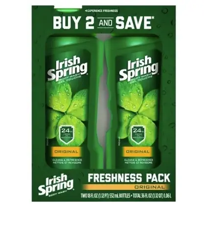 (FROM USA!!) Irish Spring Original Body Wash for Men - 18 Fl Oz (Single/Pack of 2) & 32oz Mega bottle