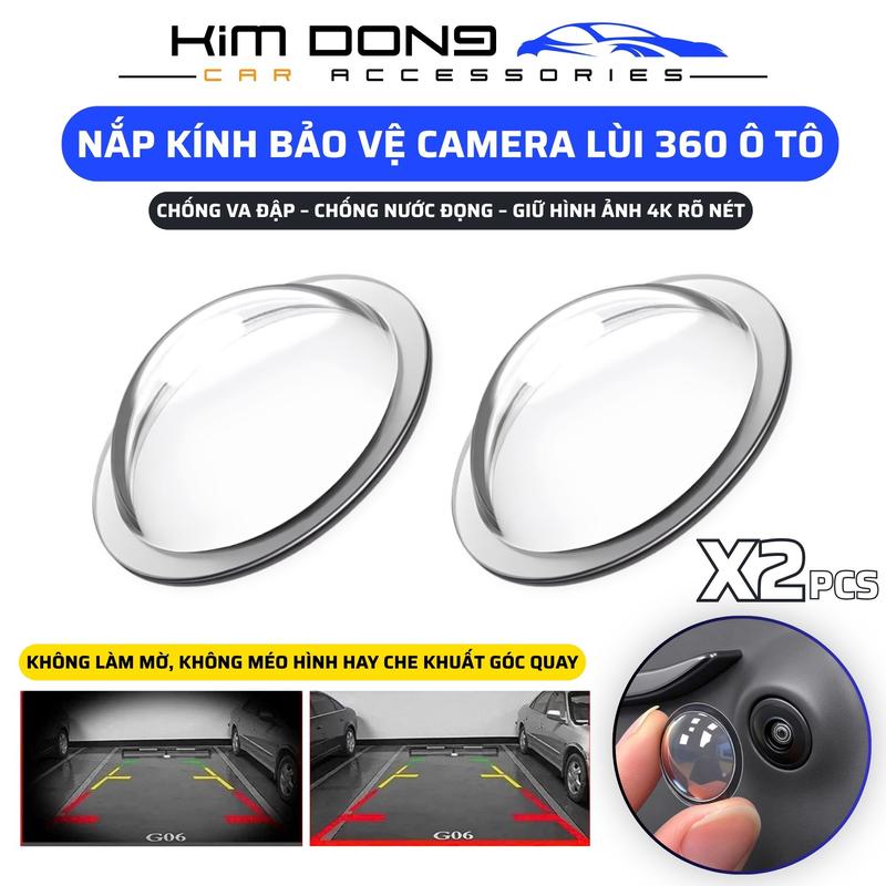 Bộ 2 Nắp Bảo Vệ Camera Lùi 360 Ô Tô Kính Trong Suốt 9H Phủ Nano Chống Nước Đọng.
