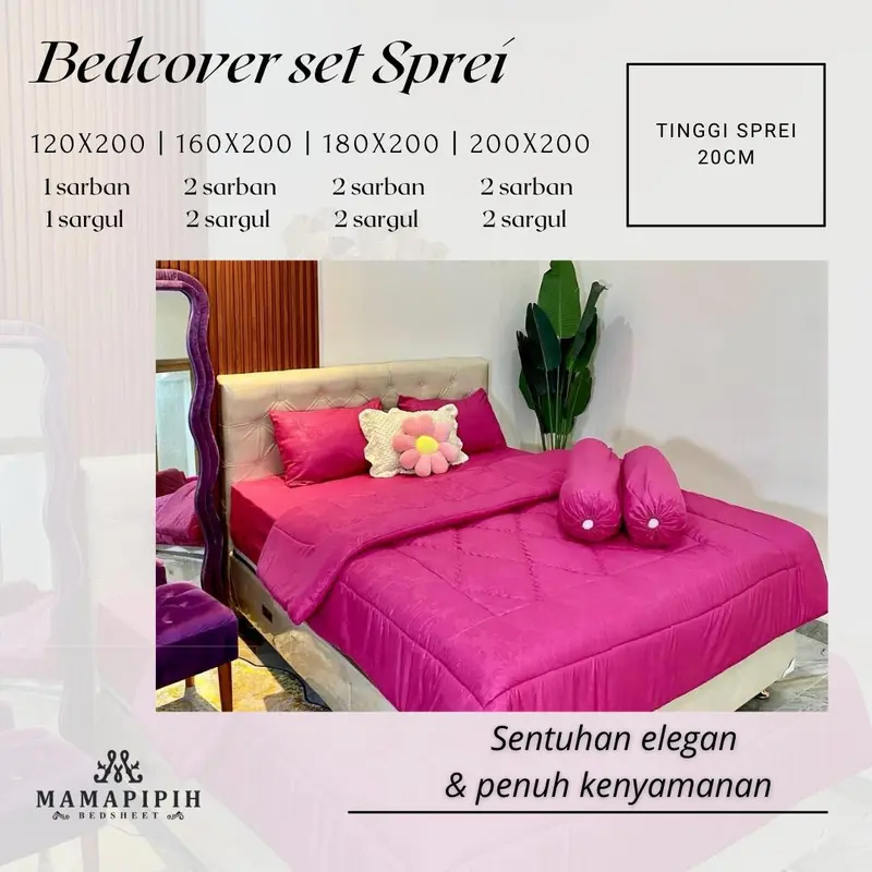 Bedcover Set Sprei Tinggi 20cm Embose Seprei Hotel Single Queen King Size Dan Superking Adem Lembut Satu Set Sarung Bantal dan  Guling Kain Katun Disperse Bisa Dicuci Bebas 1