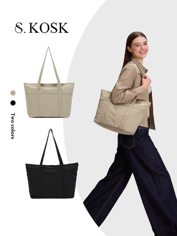 SDALY KOSK-Túi tote mới dung tích lớn cho nữ, túi đeo vai đơn giản đa năng đi làm, chất liệu nylon nhẹ và chống nước.