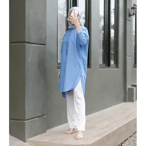Kemeja long tunik - kemeja cotton linen  - Baju Formal Muslim Nyaman dan Simple