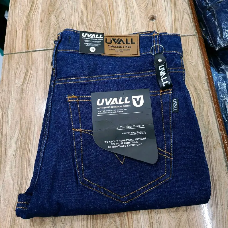 Celana Jeans Panjang Standar Pria Biru Navy/Dark Blue Denim Premium Brand Uvall 3