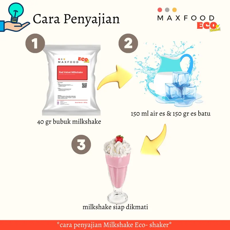 MAXFOOD - [ECO] Strawberry Milkshake Powder / Bubuk Minuman Rasa Stroberi Milkshake Ekonomis 1 KG 3