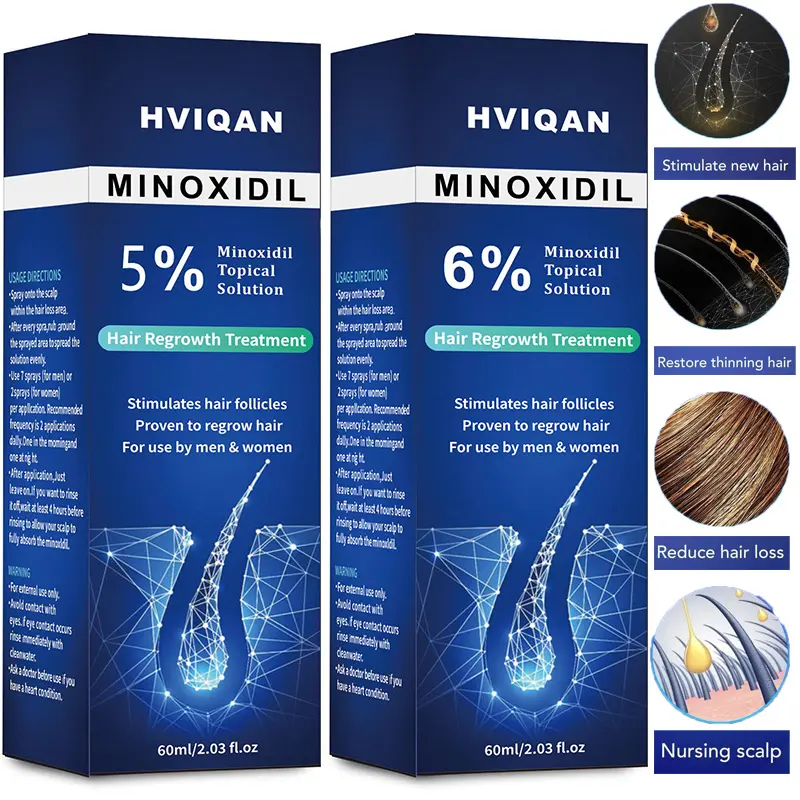 5%/6% Minoxidil Topical Solution Hair Regrowth Treatment 60ml Stimulates Hair Follicles for Use By Men & Women