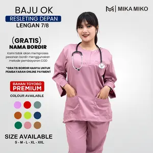MIKA MIKO - Baju OK RESLETING OKA Lengan 7/8 Scrub Dokter Perawat Baju Jaga Medis Nakes Bahan Toyobo Premium