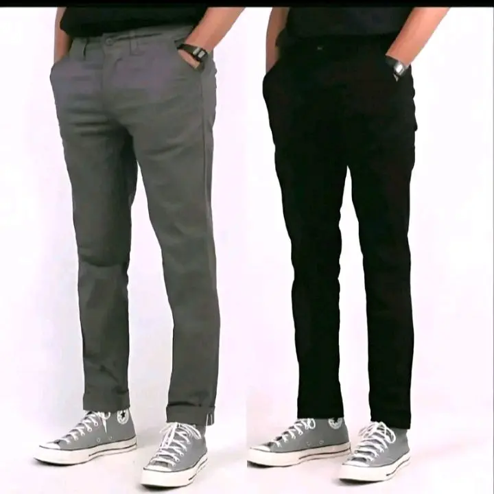 (PAKET 2 CELANA)Celana panjang pria slimfit chinos nevada strech/elastis bahan Twill Katun Stretch Nyaman Melar Casual 3