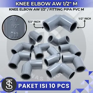 Knee 1/2" AW PAKET ISI 10 PCS / Knee Elbow AW 1/2 inch Sambungan pipa PVC / Ftting Pipa PVC Kuat Tebal Awet PAKET 10 PCS