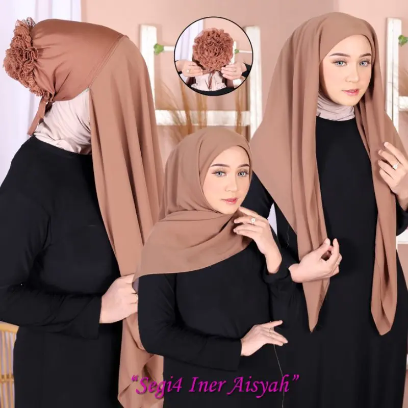 HIJAB SEGI EMPAT INSTAN TURKY 2 LAYAR//JILBAB kerudung SEGI EMPAT 2in1 PLUS INNER TURKI CEPOL