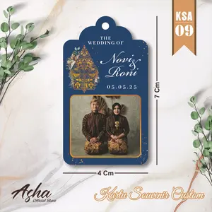 (55 Pcs) Kartu Souvenir Pernikahan Lucu Name Tag Souvenir Custom Kertas Ap 210 Gramatur Ksa Seri 01