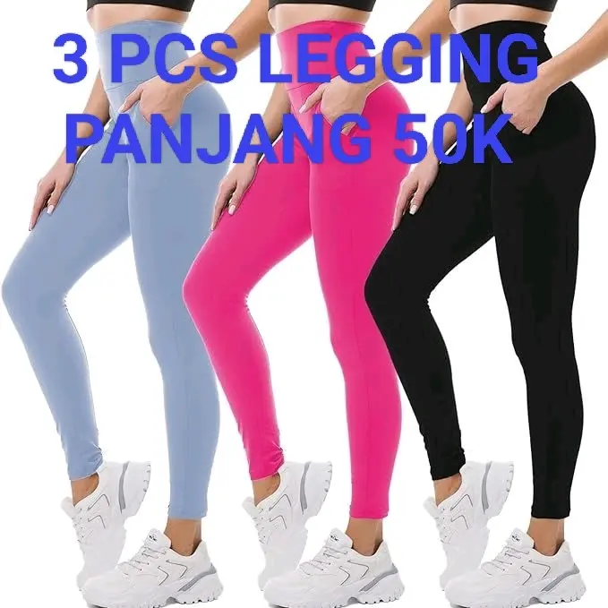 3 PCS LEGGING PANJANG WANITA BAHAN SPANDEK JERSEY SIZE (STANDAR-JUMBO -SUPER JUMBO) /HALUS/ LEMBUT/TIDAK NERAWANG/ ADEM/TIDAK PANAS /ELASTIS