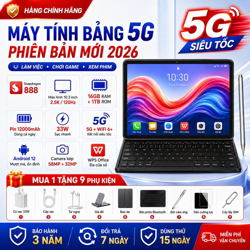 Máy tính bảng 2 trong 1 hoàn toàn mới, màn hình 10.3 inch, 1T+16GB hỗ trợ 2…