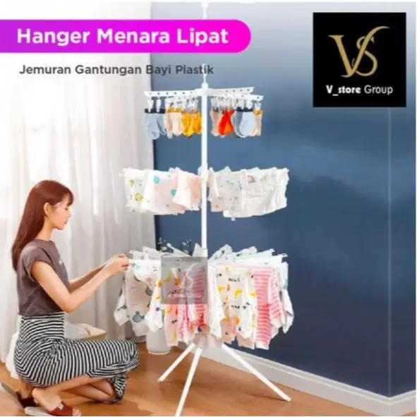 (COD TERMURAH ) JEMURAN MENARA LIPAT JEMURAN BAJU MODEL MENARA SUSUN 0