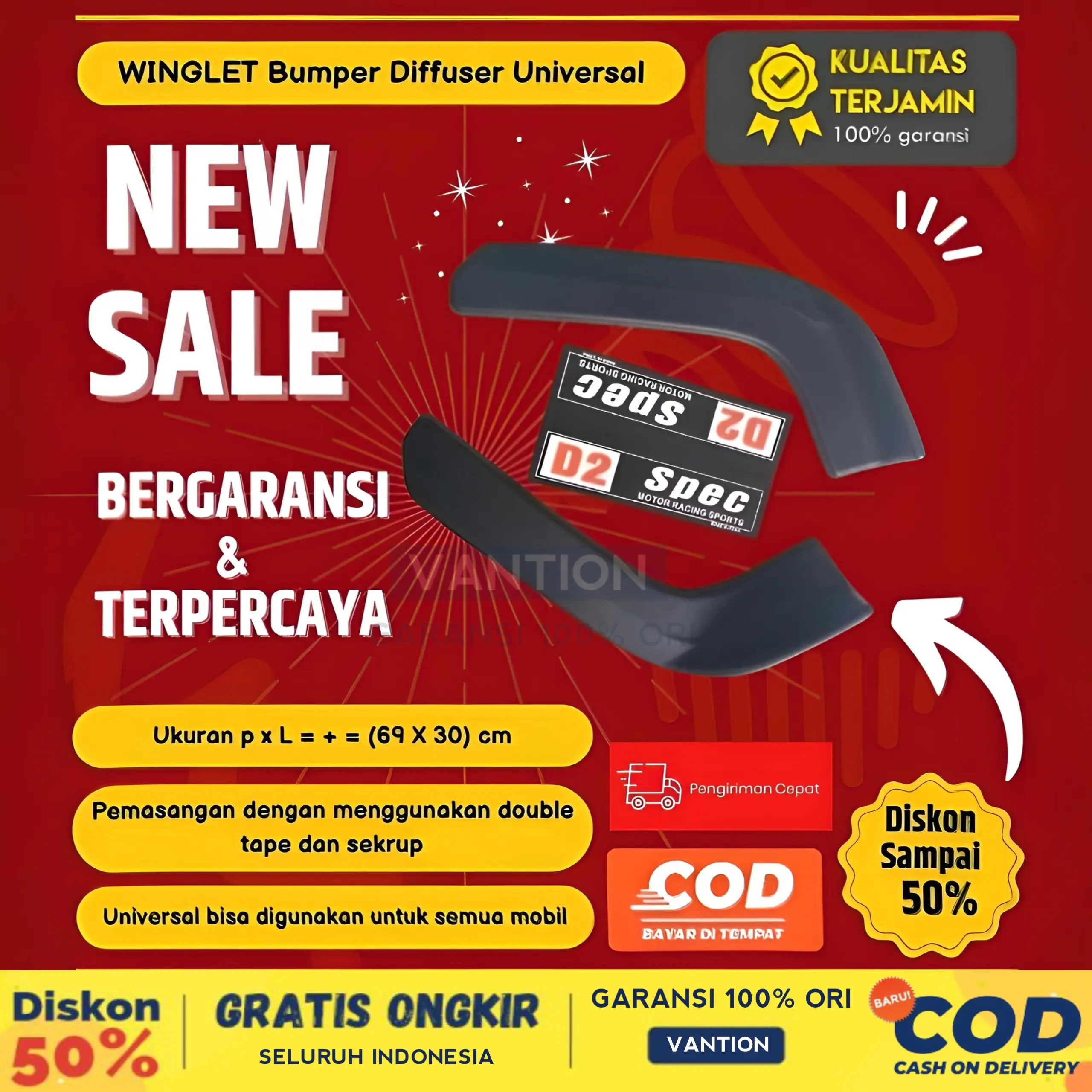 Sepasang Winglet Pelindung Bumper Mobil Universal Avanza Xenia Sigra Yaris Veloz Terios Ertiga Innova vios Rush Granmax Terios Karimun Ayla Apv Baleno Calya Honda Brio Jazz Brv Grand Livina Juke Pajero Expander