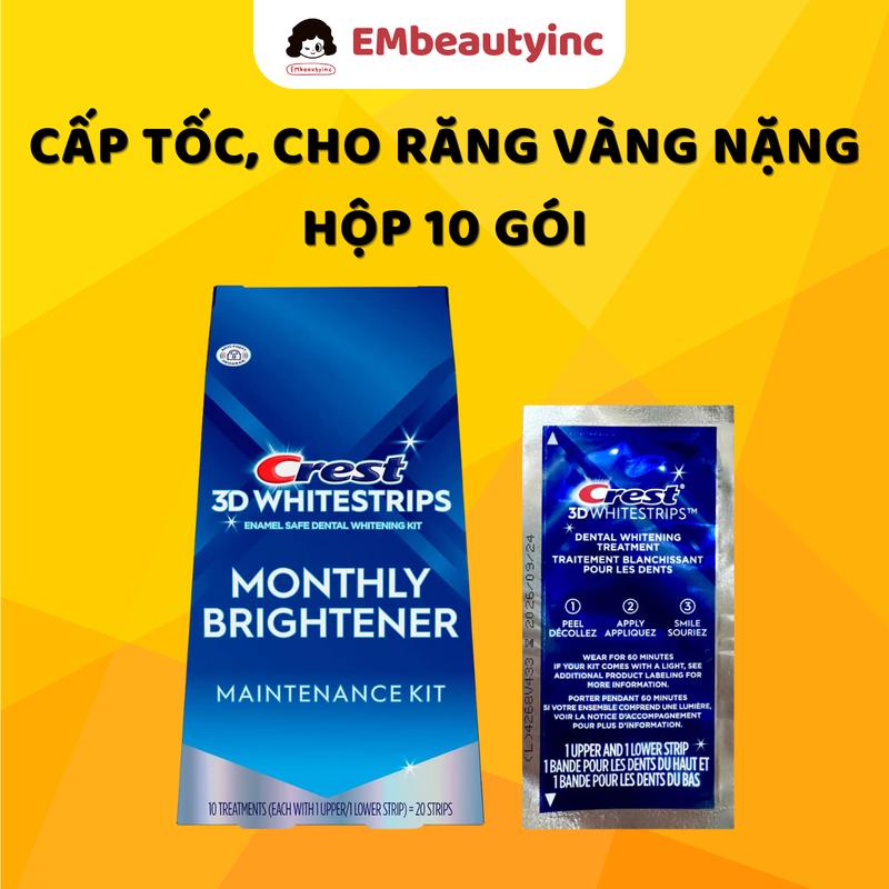 Hộp Full Miếng dán trắng răng Crest 1 Hour Express 10 Gói Cho Nam Nữ 