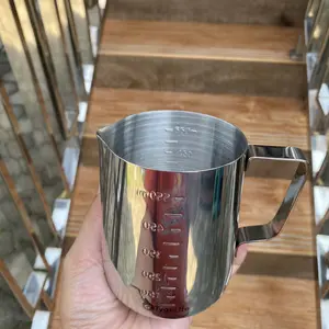 TYGO MILK JUG EMBOS SCALE BARISTA LATTE ART 350ML 600ML 1000ML SILVER BLACK TITANIUM/STAINLESS