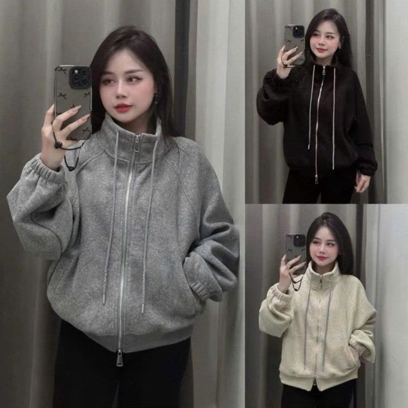 Nỉ lót Lông Áo Khoắc Bomber Chất Nỉ Lót Lông Dày Dặn Phong Cách Hàn Quốc Mùa Thu Đông Dành Cho NỮ