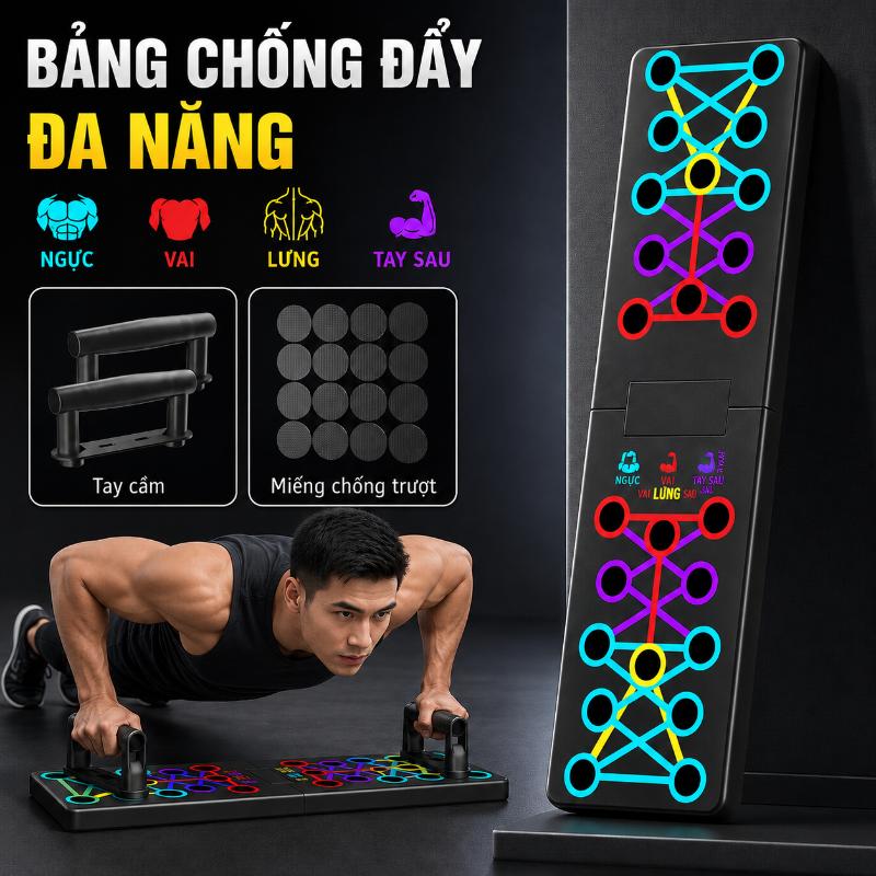 Bảng Chống Đẩy Đa Năng Gấp Gọn, Tập Ngực Vai Lưng Tay Tại Nhà