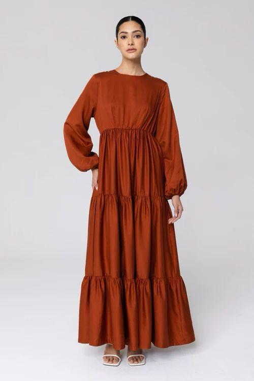 Product Introduction of Baju muslim wanita drees 3 dara/susun katun linen rayon twill premium Nyaman Dress 5