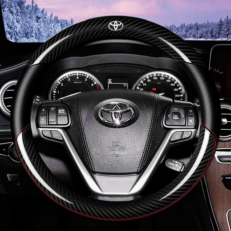 Bọc vô lăng bằng da sợi carbon cho Toyota , Yaris, VIOS, Corolla, Alitis, Camry, Prius, Wigo, Avanza, Innova, Fortuner, Rush, RAV4, Tundra, Tacoma, mới Nội Thất
