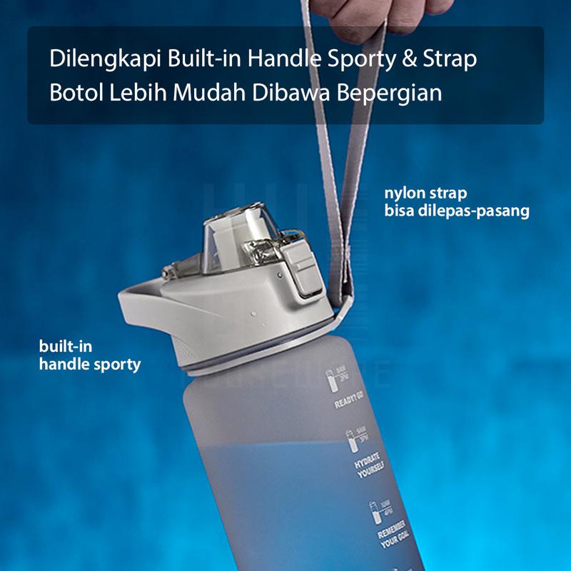 BISA COD Botol Minum 1 Liter Tutup Flip Botol Air Motivasi 1000ml Premium Anti Bocor BPA FREE  Bottles 5
