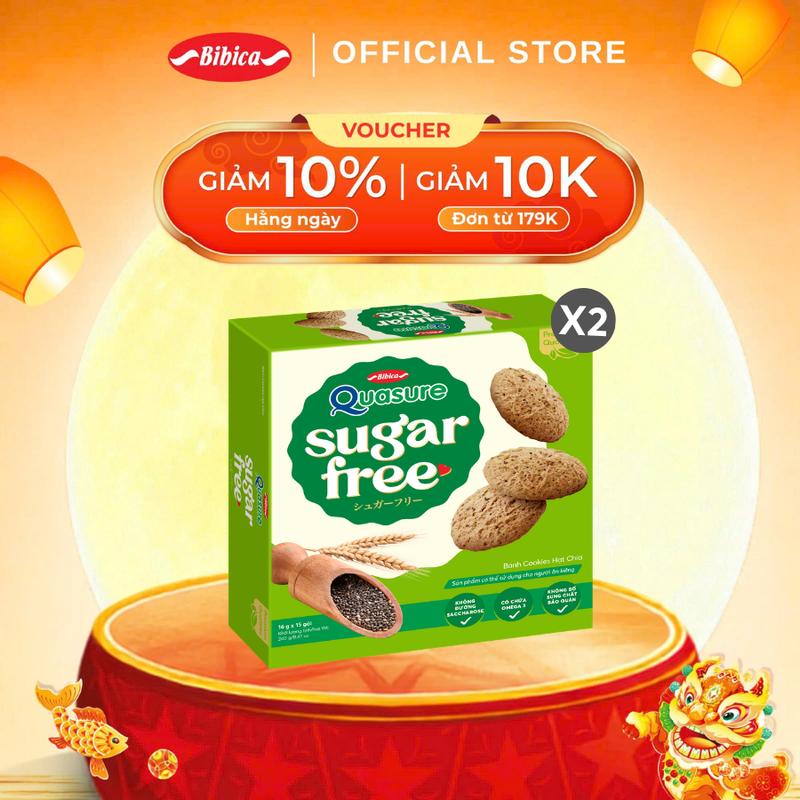 Combo 2 Hộp Bánh Ăn Kiêng Không Đường Quasure Sugar Free Bibica 240g &224g