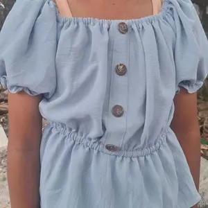 Baju Atasan Anak Perempuan Kerut // Baju Anak Sabrina Lengan Pendek Umur 3-8 Tahun