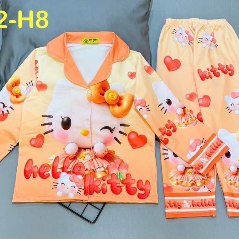  MÃ A102 mẫu Pizama tay dài quần dài cho bé gái  từ 12kg đến 45kg chất thun lạnh co giãn bốn chiều 