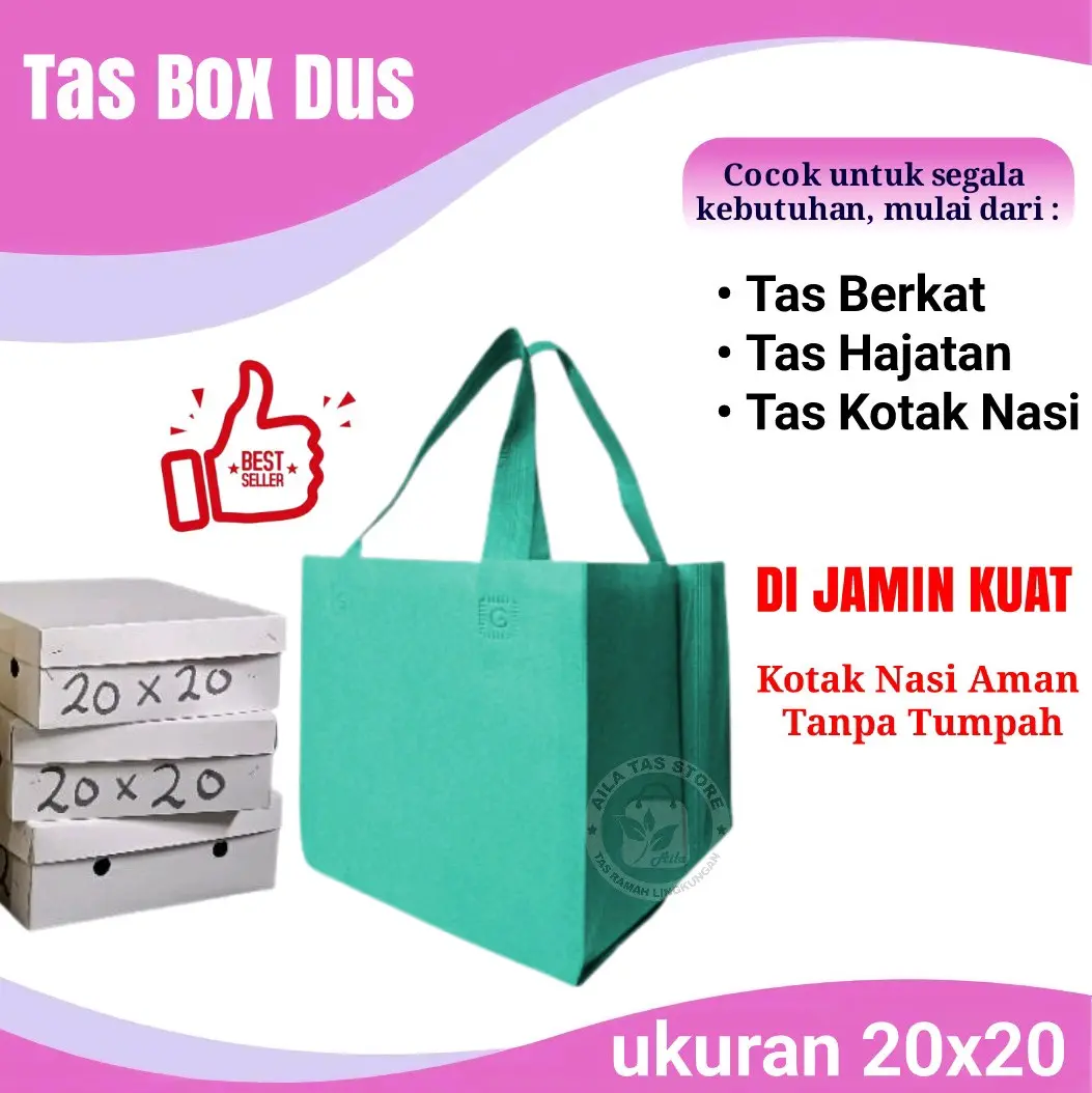 Box Dus Pres Spunbond 20x20 cm Lusinan (12 PCS) - Kain Goodie Bag Belanja tas besek