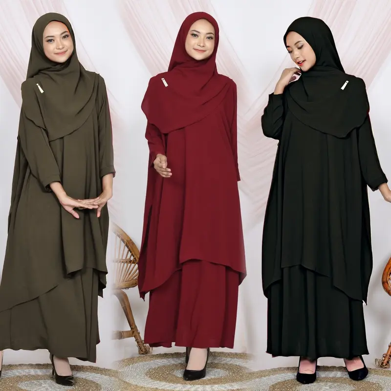 ARM Duha Series Gamis 3 Set Plus Rok Set Hijab Syari Busui Freandly Di Jamin Ori 0