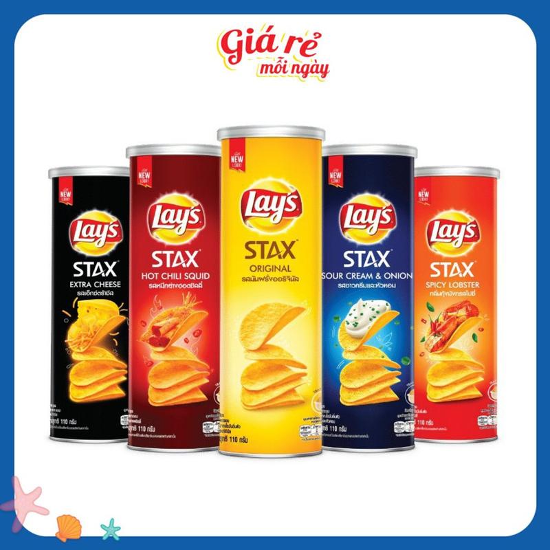 Kính chất tốt COMBO 4 LON Bánh snack khoai tây lon Lay's Stax 100g 6