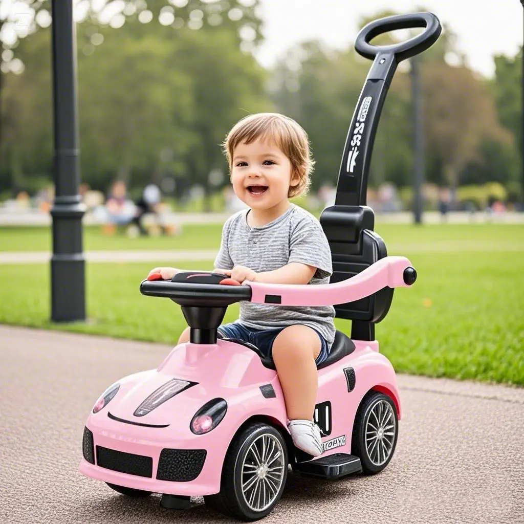 Kids Ferrari Ride on Toy Push Stroller Baby Kids Car with Music and light Multifunction Outdoor