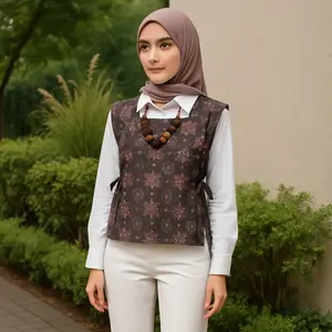 Vest Batik Pita Outer Batik Kondangan Wanita Kekinian Vest Batik Modern Outer Kantor Wanita Rompi Batik Wanita Dewasa Outer Batik Kerja Outfit Vest Batik Remaja Modern Motif Vol 2